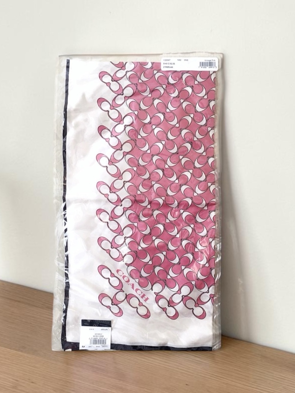 Coach LARGE Signature Bias Large Silk Scarf Vintage Pink